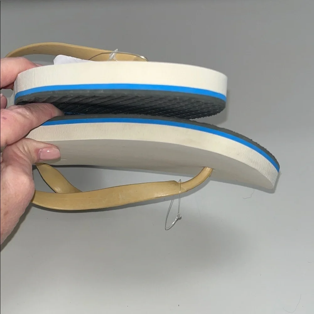 Romes NWT Beige and Blue Men's Flip-Flops Size 13